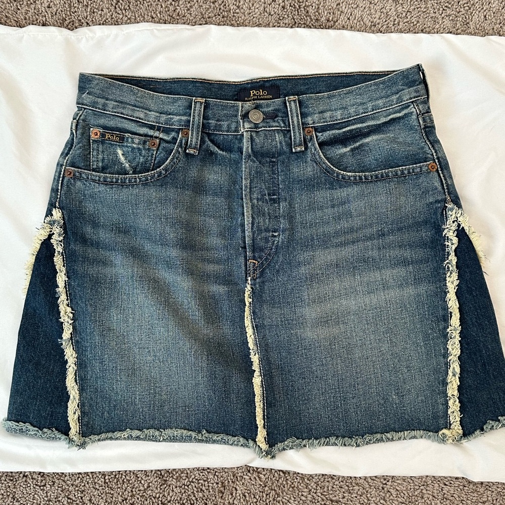 Polo by Ralph Lauren Blue Cut Out Pencil Mini Skirt